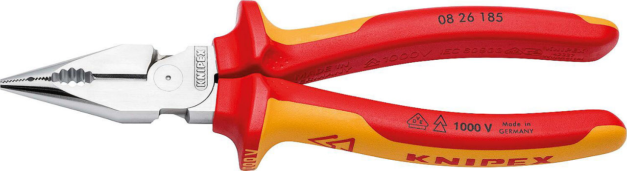 Spitzkombizange KNIPEX VDE isoliert, Länge: 185 mm, verchromt