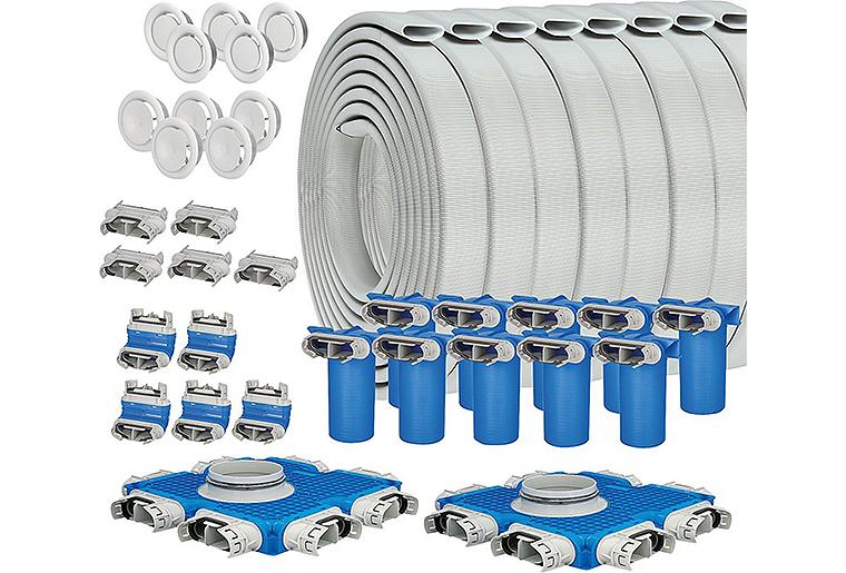 Installations-Starterpaket für zentrale Lüftungsanlagen, Flachrohr 52 x 132 mm, für 10 Luft-Ein-/Auslässe Installations-Starterpaket für zentrale Lüftungsanlagen, Flachrohr 52 x 132 mm, für 10 Luft-Ein-/Auslässe