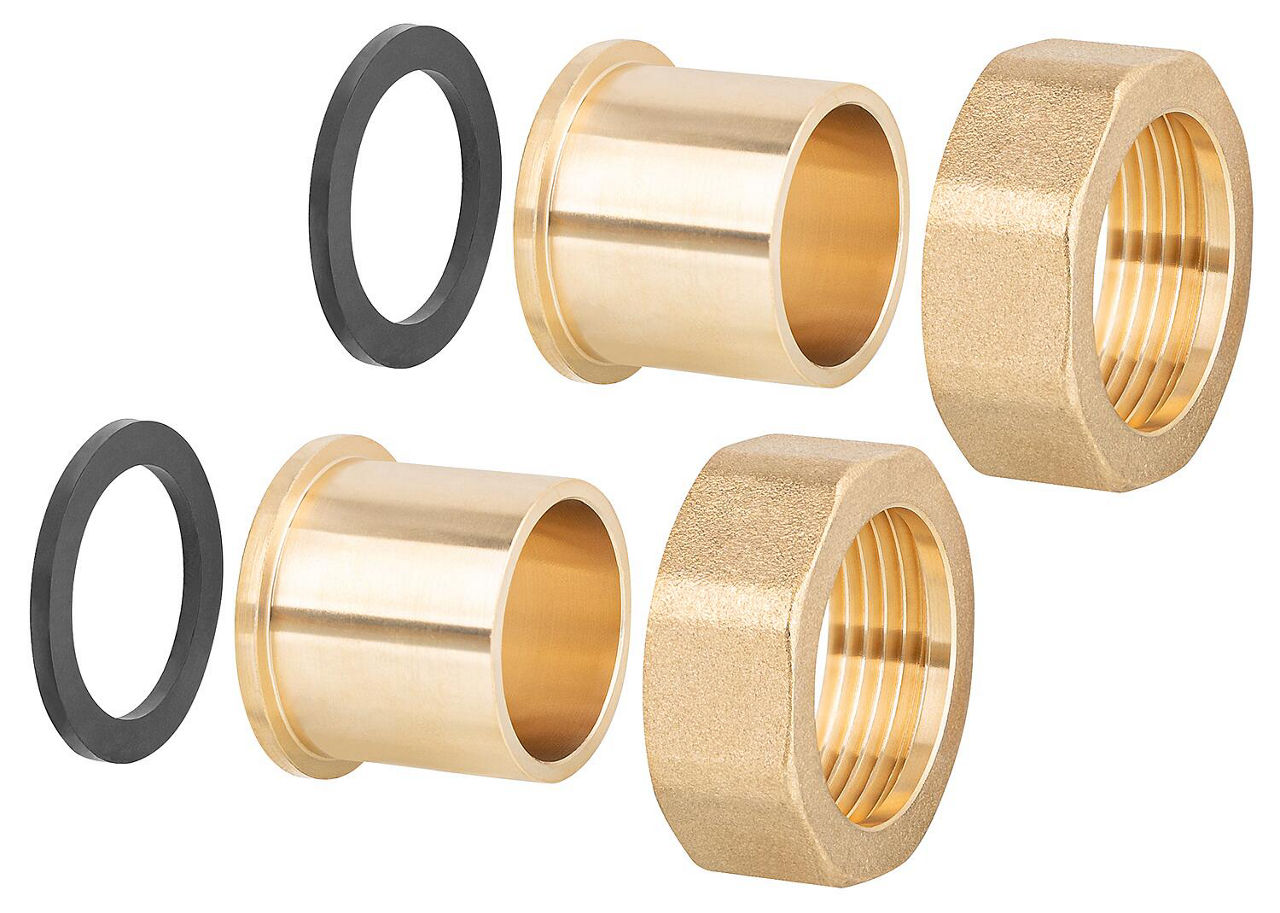 Lötanschluß-Verschraubung 2"x42mm m. je 2 Überwurfmuttern, Löttüllen und Dichtringen (W1) Lötanschluß-Verschraubung 2"x42mm m. je 2 Überwurfmuttern, Löttüllen und Dichtringen (W1)
