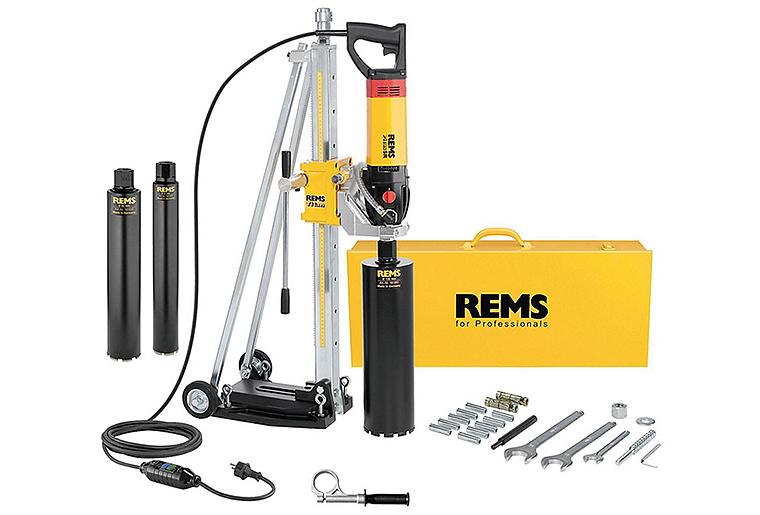 Diamant-Kernbohrsystem Rems Picus SR3 Set Titan mit Bohrständer u. 3 Bohrkronen Dm 62/82/132 mm
