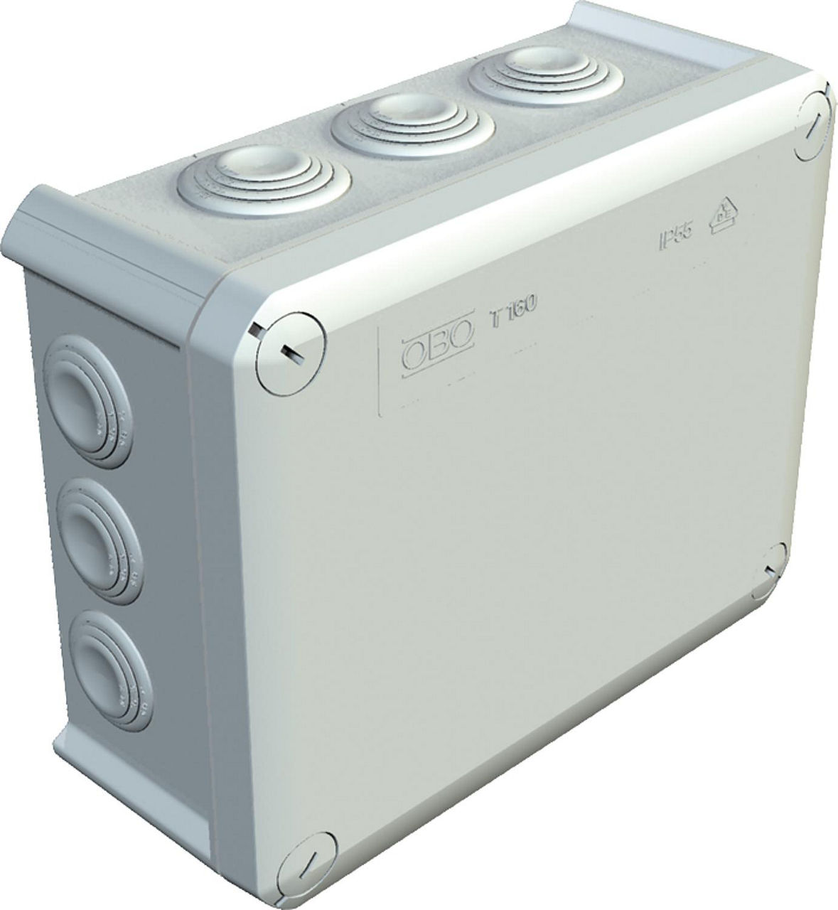 Abzweigkasten Thermoplast, 7 x M25 + 5 x M32, IP 66 Typ T 160, lichtgrau / 1 Stk.