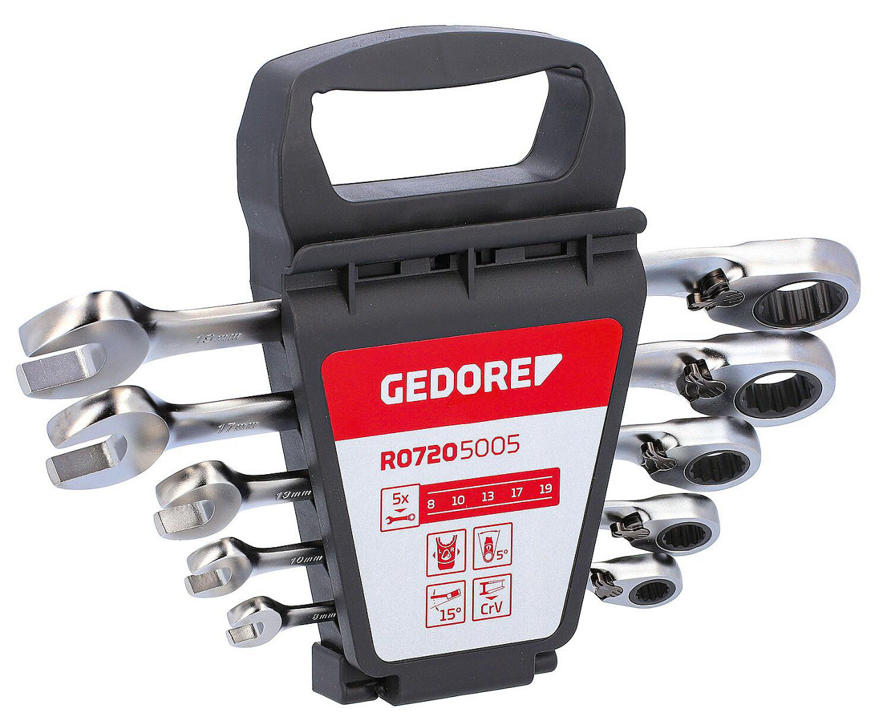 GEDORE red Maul-Ringratschen- schlüssel-Satz, umschaltbar Inhalt: 8, 10, 13, 17, 19