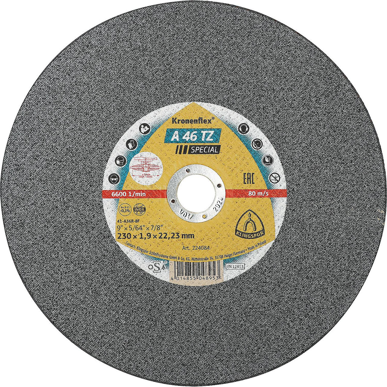 Trennscheibe KLINGSPOR A 46 TZ SPECIAL INOX 230 x 1,9 x 22,23 mm Trennscheibe KLINGSPOR A 46 TZ SPECIAL INOX 230 x 1,9 x 22,23 mm