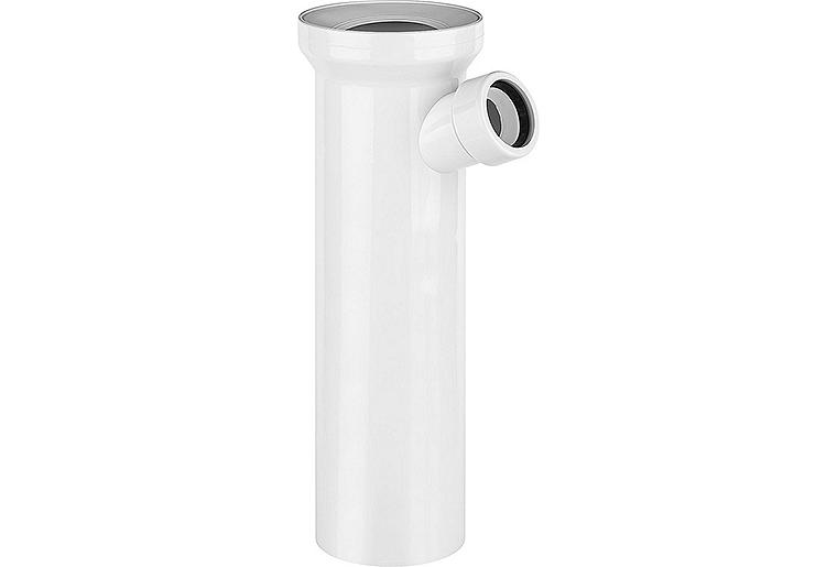 WC Anschlussstutzen gerade, DN100 mit zusätzl. Stutzen DN40/50, L=400mm, weiß WC Anschlussstutzen gerade, DN100 mit zusätzl. Stutzen DN40/50, L=400mm, weiß