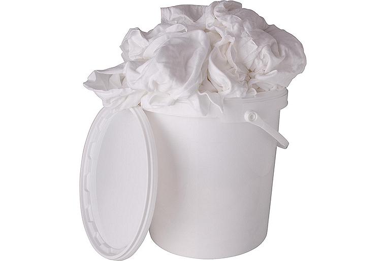 Baumwollputzlappen im praktischen Kunststoffeimer ca.2 kg/Inhalt Baumwollputzlappen im praktischen Kunststoffeimer ca.2 kg/Inhalt