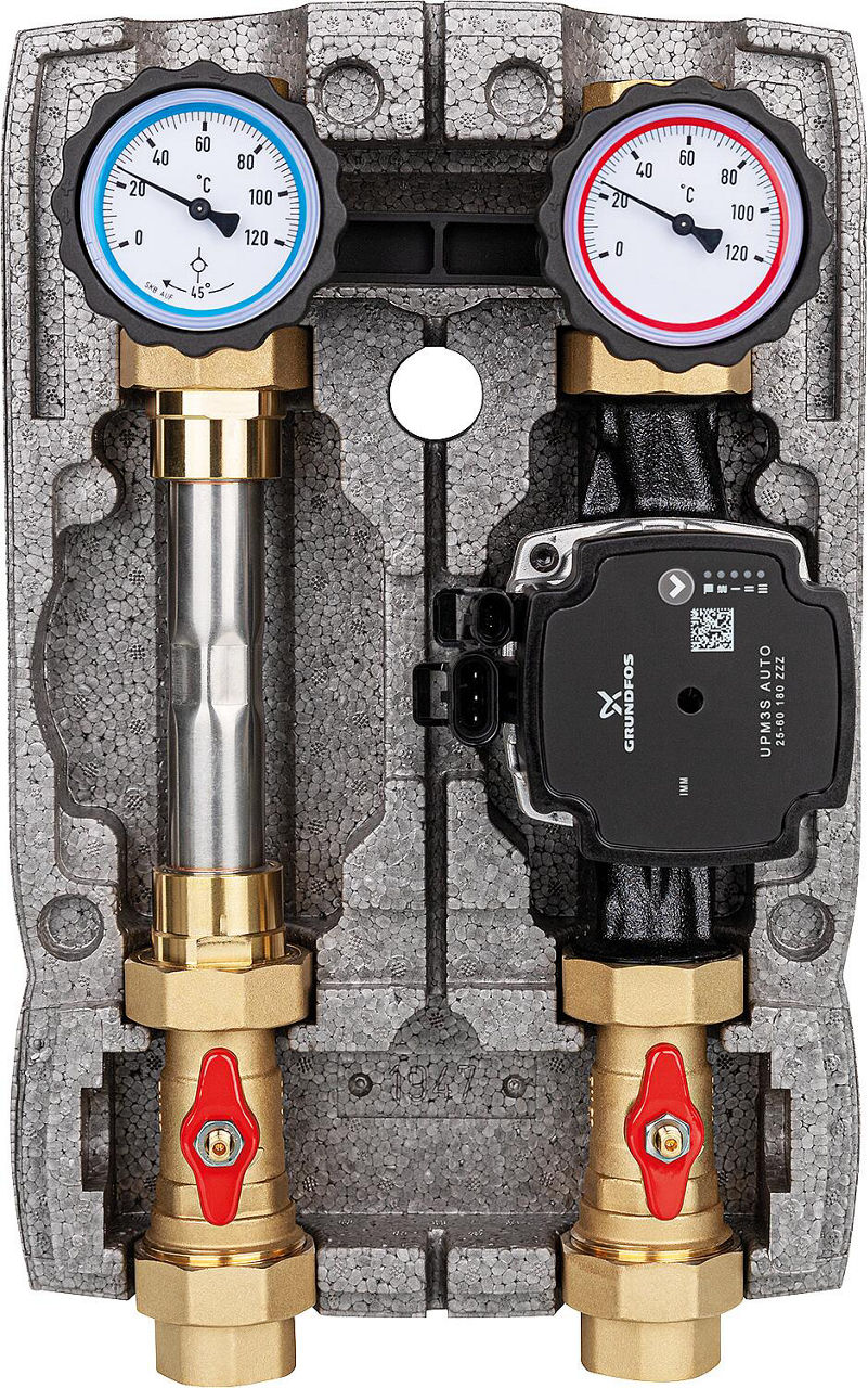 Heizkreisset Easyflow DN25(1") ungemischt mit Wärmezählerstrecke, Pumpe Grundfos UPM3S AUTO 25-60 Heizkreisset Easyflow DN25(1") ungemischt mit Wärmezählerstrecke, Pumpe Grundfos UPM3S AUTO 25-60