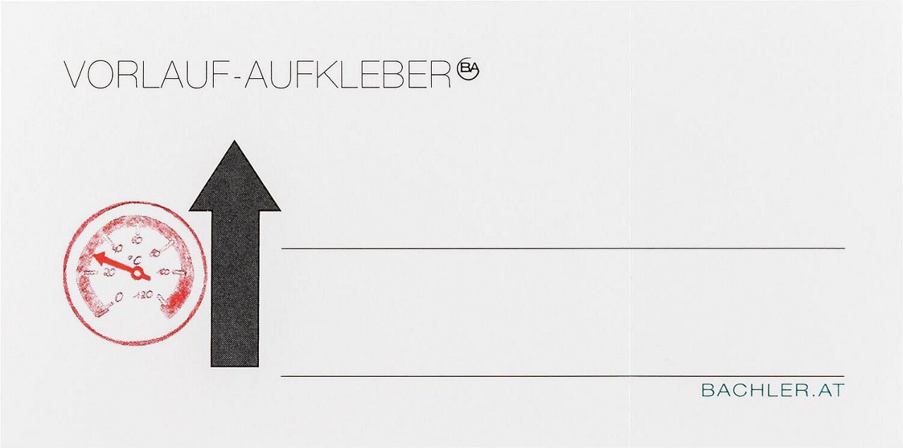 Hinweisplakette Vorlauf, 100 x 50 mm, 25 Stück