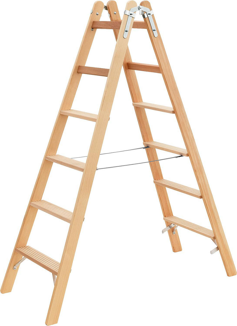 Stufen-Doppelleiter Siedra, Holz, 2x6 Stufen, HSL 26