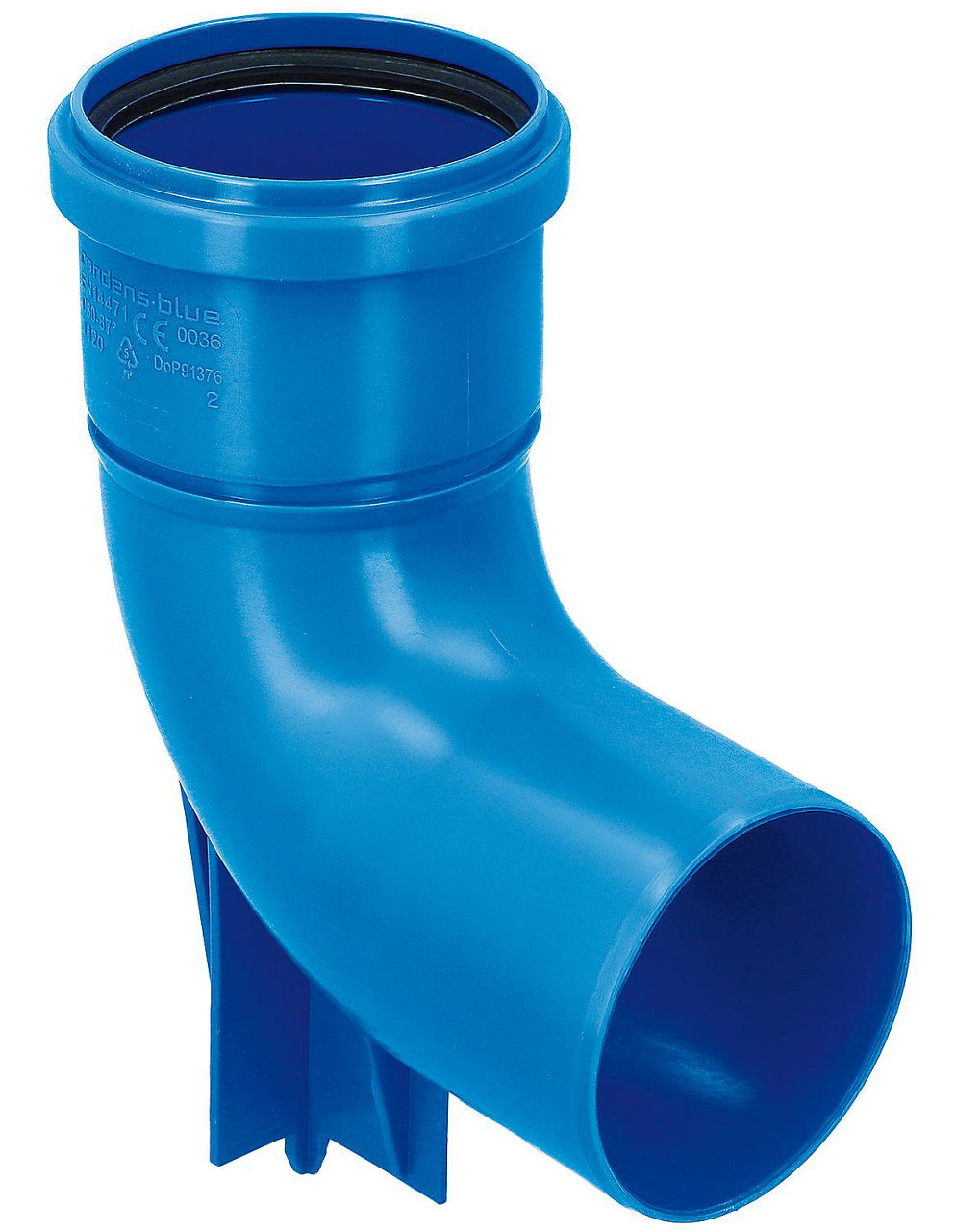 CondensBlue Bogen mit Stützfuß einwandig, 87° DN 80 CondensBlue Bogen mit Stützfuß einwandig, 87° DN 80