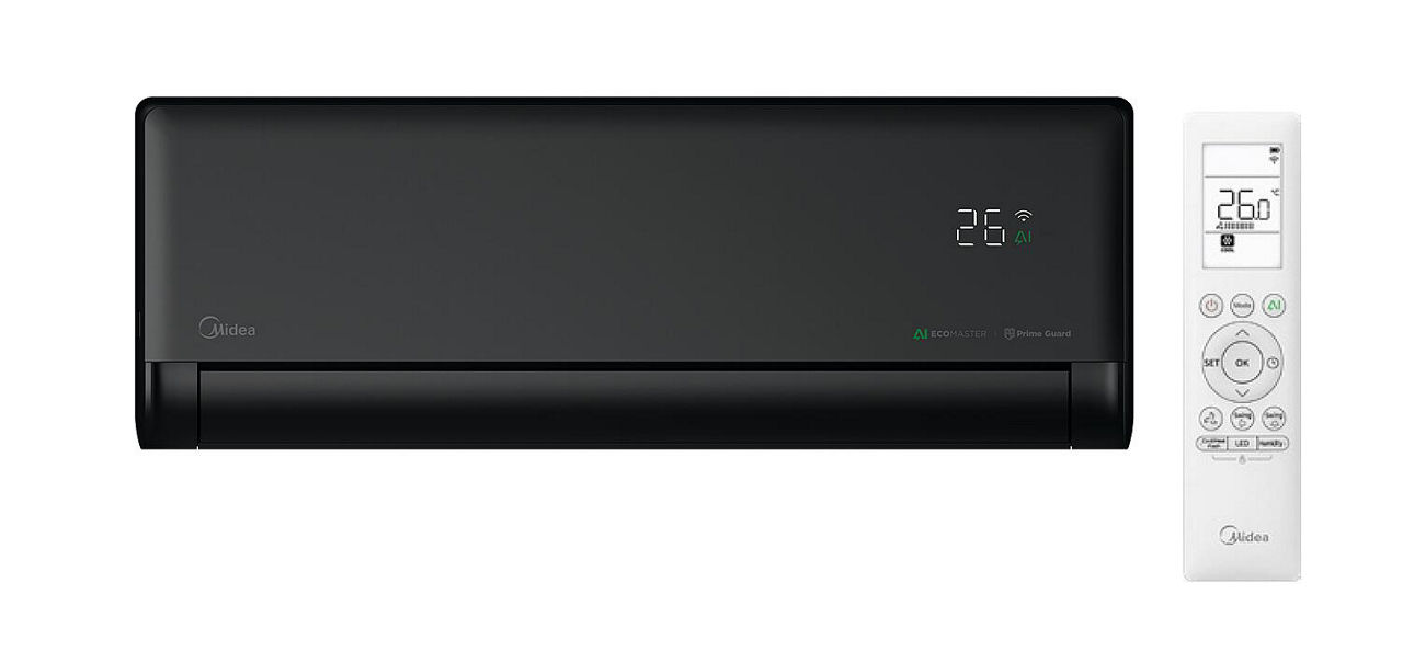 Single-Split Klimagerät Midea, Solstice (R 32), Inneneinheit 2,6kW, schwarz, EZB-09RD6-I