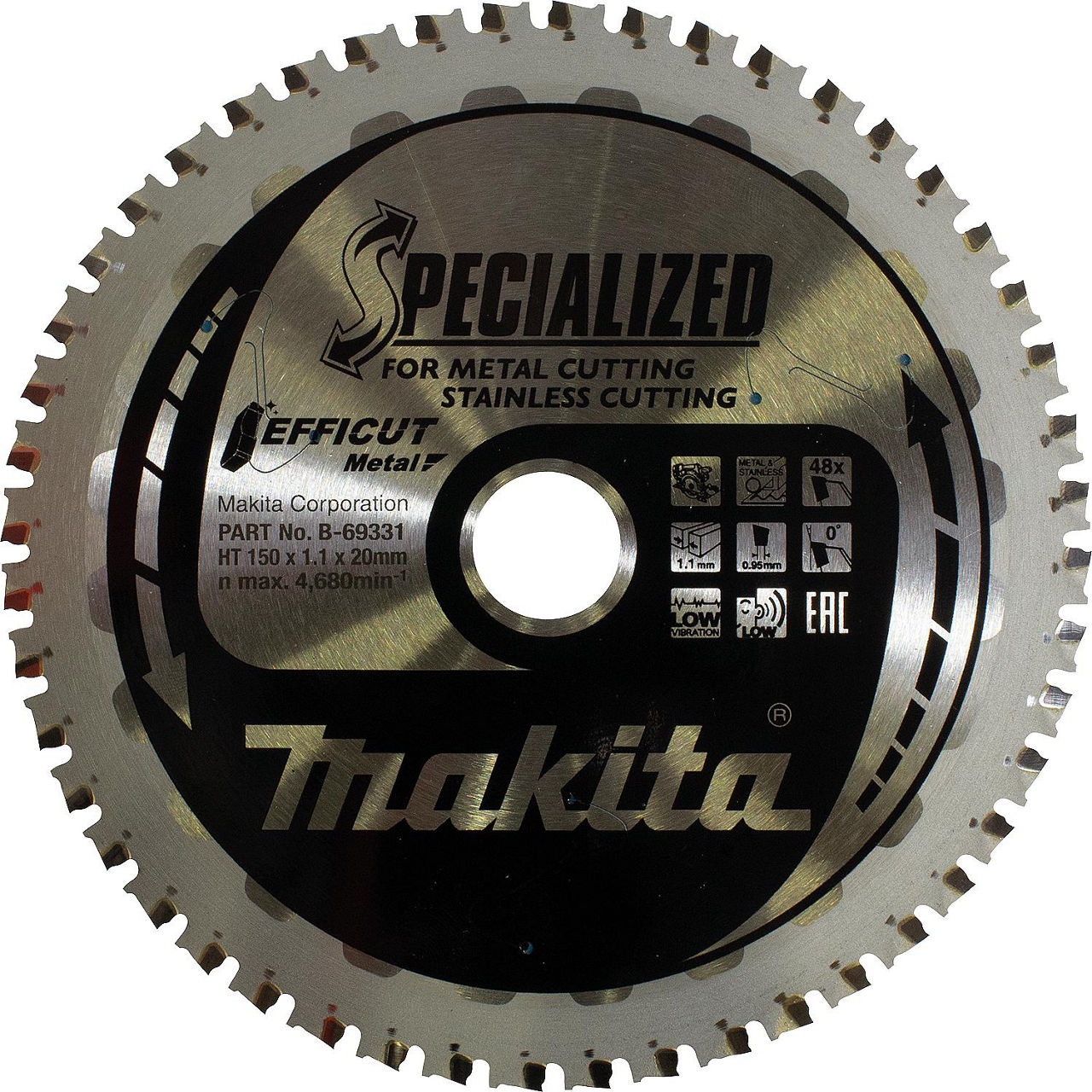 Kreissägeblatt MAKITA® Ø 150 x 1,1 x 20 mm 48 Zähne , für Metall und Aluminium Kreissägeblatt MAKITA® Ø 150 x 1,1 x 20 mm 48 Zähne , für Metall und Aluminium