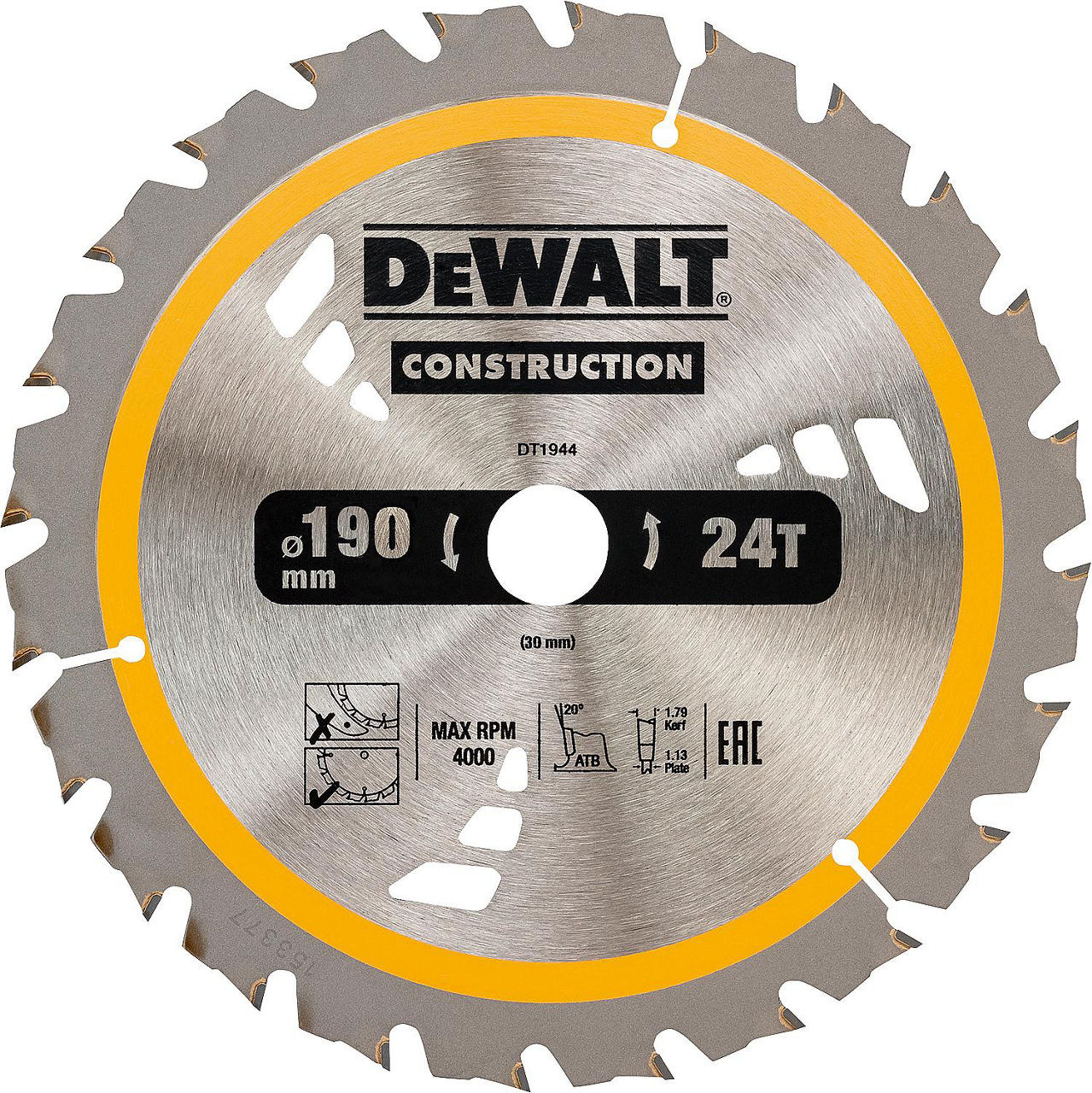 Kreissägeblatt Ø 190 x 30 mm mit 24 Wechselzähnen, passend zu DeWalt DWE575K Kreissägeblatt Ø 190 x 30 mm mit 24 Wechselzähnen, passend zu DeWalt DWE575K