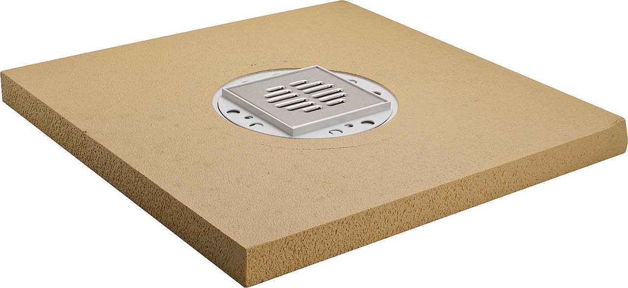 Bodenebenes Duschelement Standard Ablauf waagrecht, zentriert 900x900x45 mm, Einbauhöhe 120 mm Bodenebenes Duschelement Standard Ablauf waagrecht, zentriert 900x900x45 mm, Einbauhöhe 120 mm