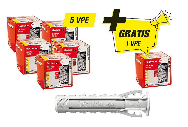 Fischer-Aktions-Set best. aus 5 x 94 033 03 +Gratis 1x 94 033 03 Dübel SX Plus Fischer-Aktions-Set best. aus 5 x 94 033 03 +Gratis 1x 94 033 03 Dübel SX Plus