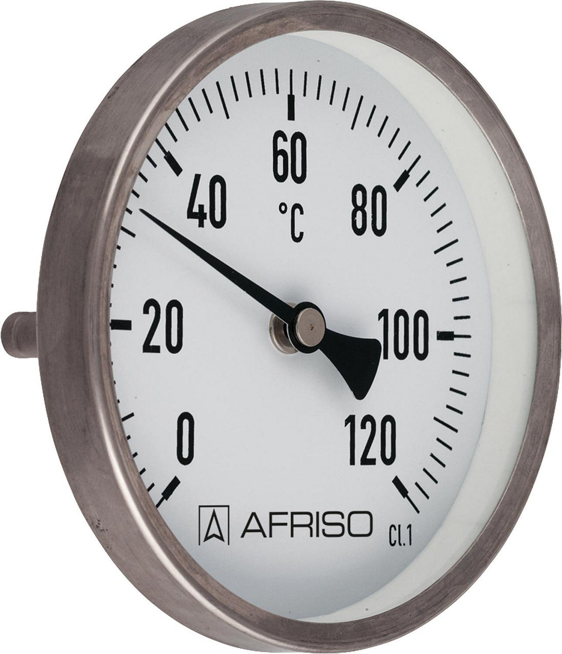 Edelstahlthermometer, 0 - 120°C, 1/2", 100 mm, Schutzrohr 150 mm Edelstahlthermometer, 0 - 120°C, 1/2", 100 mm, Schutzrohr 150 mm