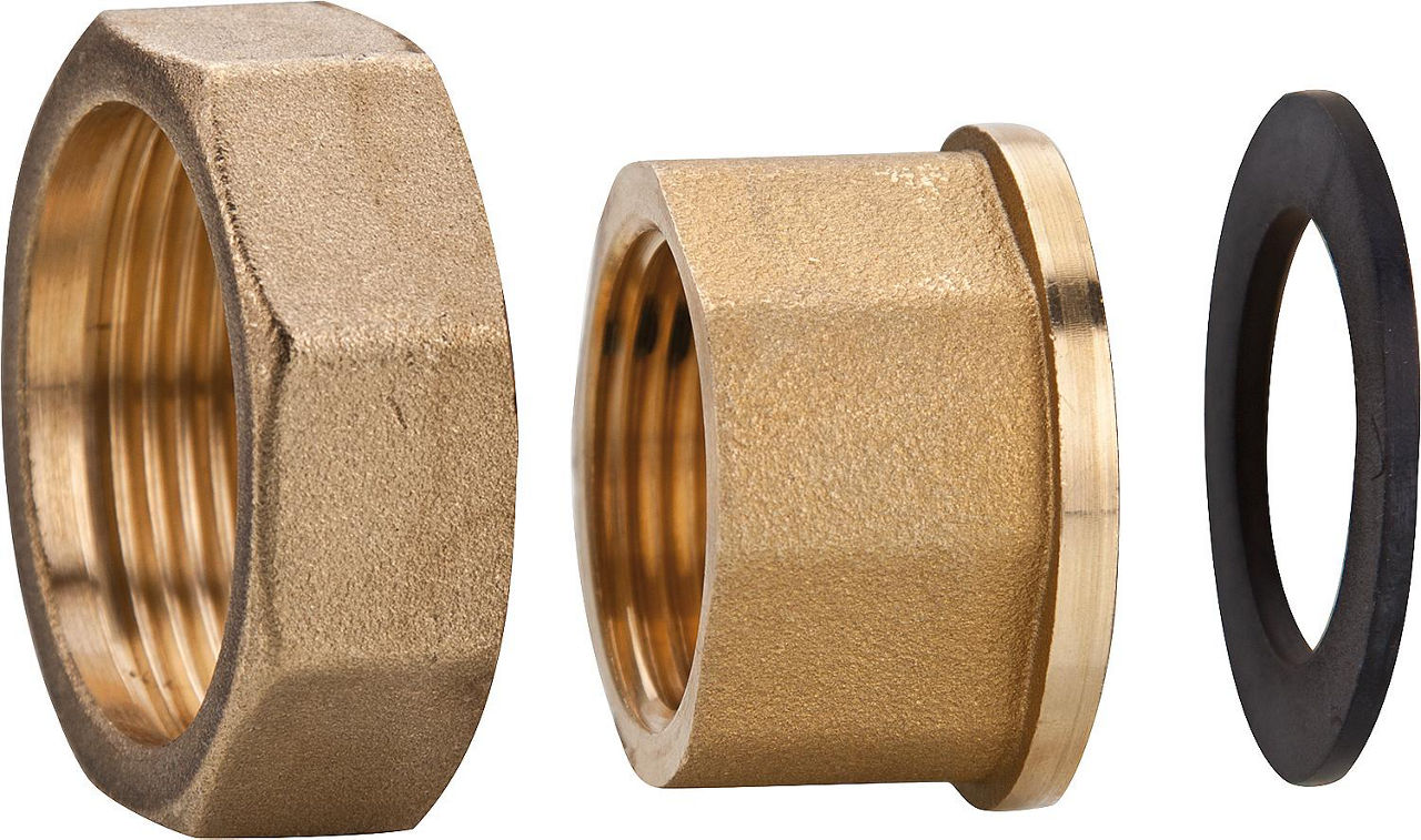 Verschraubungssatz Messing 1 1/2" x 1 1/4" mit Dichtung Verschraubungssatz Messing 1 1/2" x 1 1/4" mit Dichtung
