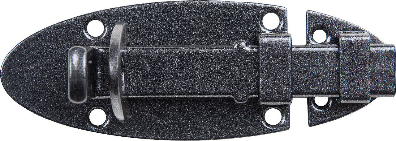 Schlossriegel DURAVIS® 90 x 44 mm, mit rundem Griff, schwarz-diamant, Material: Stahl, blau verzinkt Schlossriegel DURAVIS® 90 x 44 mm, mit rundem Griff, schwarz-diamant, Material: Stahl, blau verzinkt