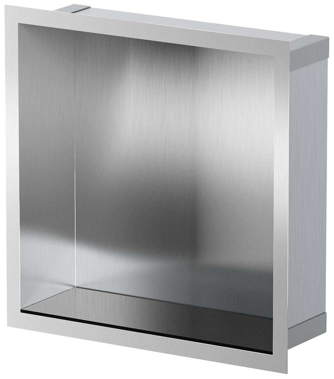 Wandnische für den Nassbereich mit Einbaurahmen und Dichtmanschette 324x324x100mm Edelstahl gebürstet