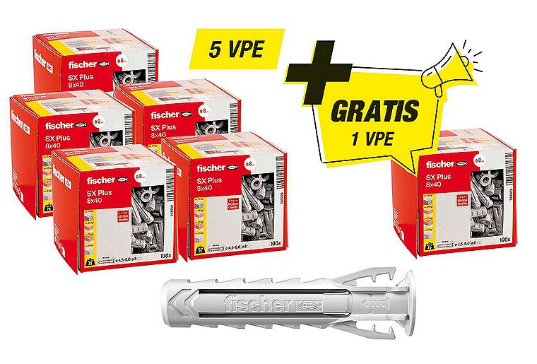 Fischer-Aktions-Set best. aus 5 x 94 033 02 +Gratis 1x 94 033 02 Dübel SX Plus Fischer-Aktions-Set best. aus 5 x 94 033 02 +Gratis 1x 94 033 02 Dübel SX Plus