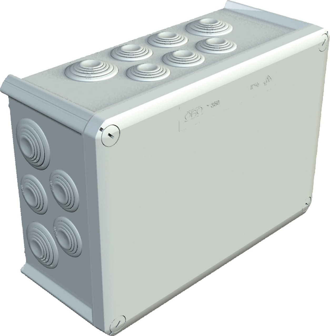 Abzweigkasten Thermoplast, 16 x M32 + 8 x M40, IP 66 Typ T 350, lichtgrau / 1 Stk.