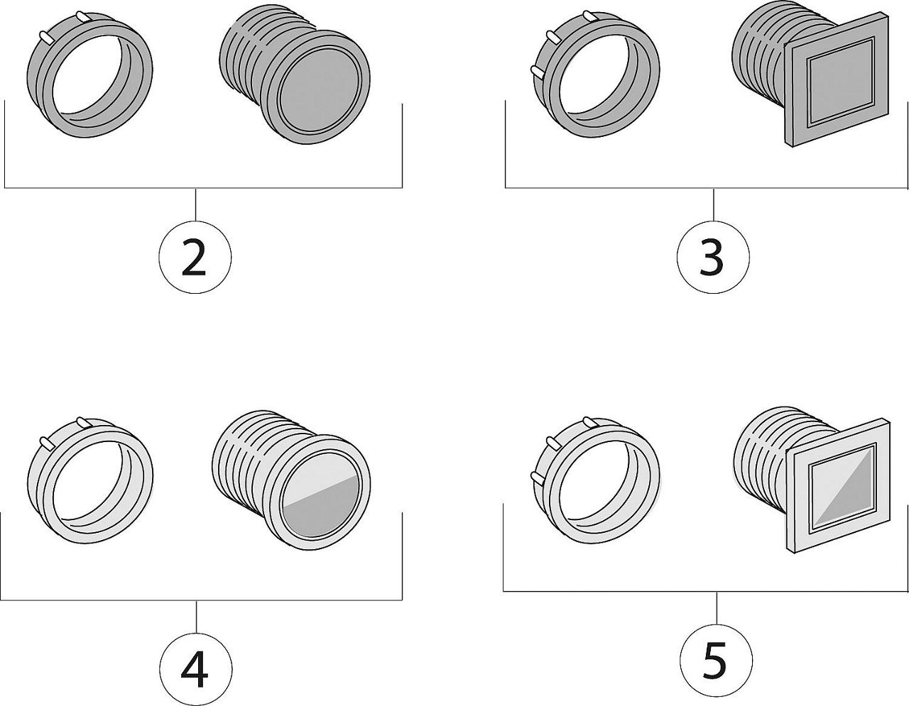 Ersatzdrücker komplett, große Menge, quadratisch, glänzend