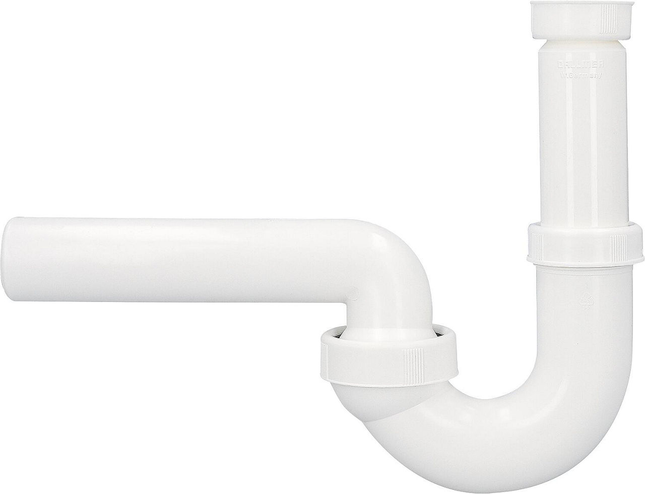 Waschtisch-Röhrensiphon Dallmer Typ 100/0, DN32 (1 1/4") x DN50, Kunststoff weiß