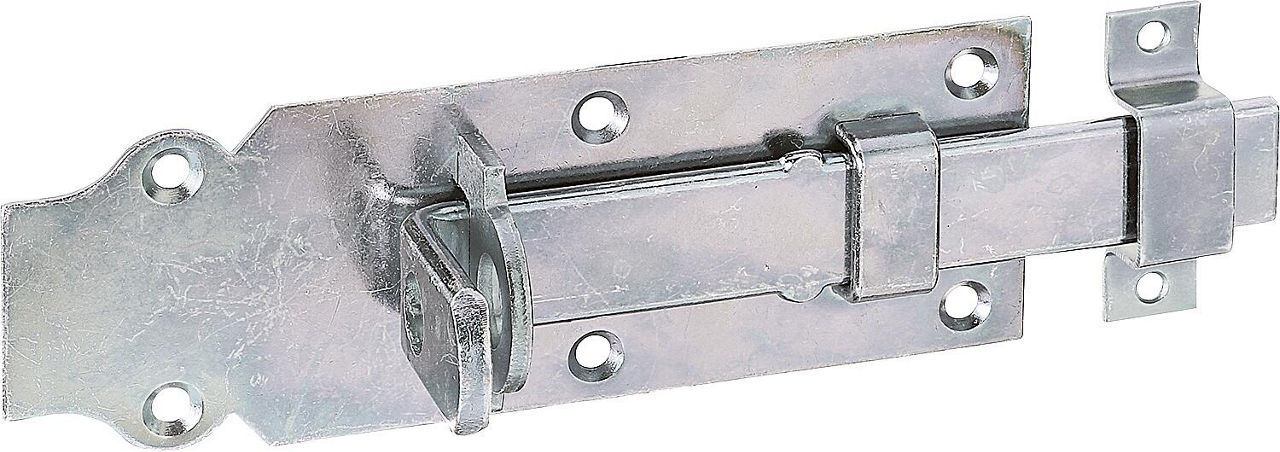 Schlossriegel gerade, mit befestigter Schlaufe, 160x55 mm, galvanisch verzinkt, dickschichtpassiviert. Schlossriegel gerade, mit befestigter Schlaufe, 160x55 mm, galvanisch verzinkt, dickschichtpassiviert.
