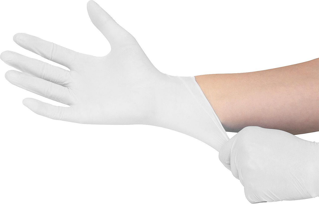 Nitril-Handschuh puderfrei, 24 cm lang weiß, Größe L / VPE 100 St.
