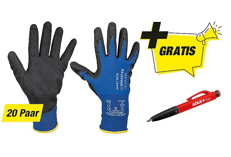 Montage-Handschuh-Paket Größe L mit Gratis Bohrlochmarker