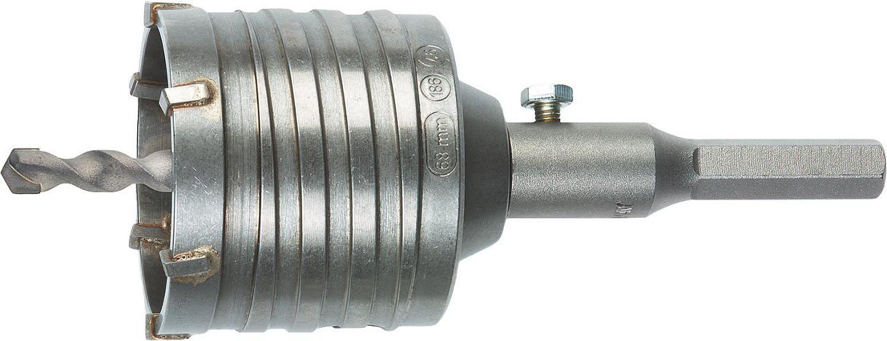 Bohrkronenset HELLER® Ø 80 x 50 mm mit Zentrierbohrer und 6-kant Aufnahme Bohrkronenset HELLER® Ø 80 x 50 mm mit Zentrierbohrer und 6-kant Aufnahme