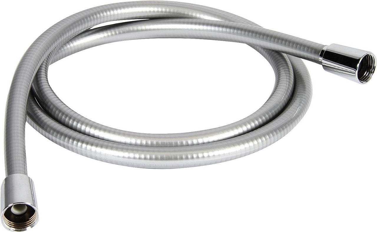 Brauseschlauch DN15-200 cm Silverline,Drehwirbel brauseseitig glatt, 1/2"-Drehkonus x 1/2"-Konus Metall chr.