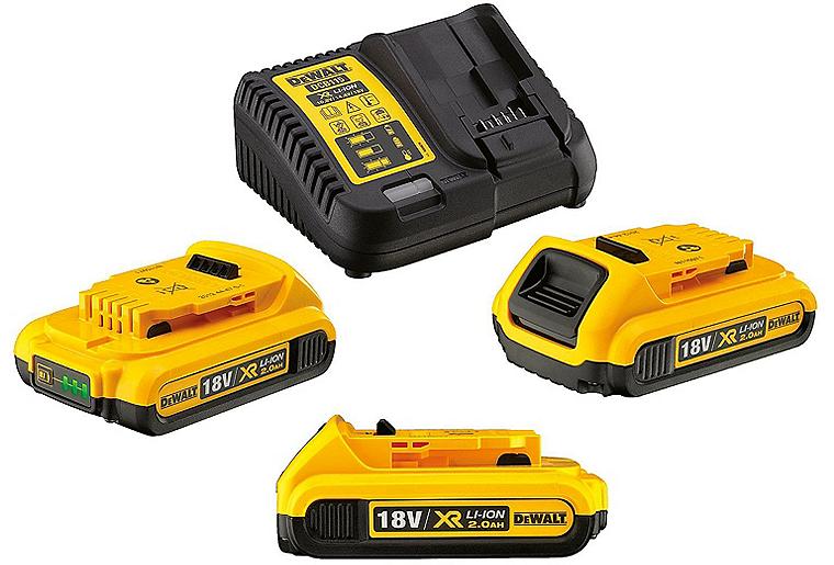 Orginal-Li-Ion-Akku.Starter-Set Dewalt 18V 3x2,0 Ah Li-Ion Akkus und Ladegerät Orginal-Li-Ion-Akku.Starter-Set Dewalt 18V 3x2,0 Ah Li-Ion Akkus und Ladegerät