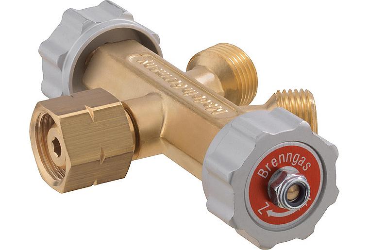 Abzweigventil G3/8"LH-ÜM - 2xG3/8"LH-KN