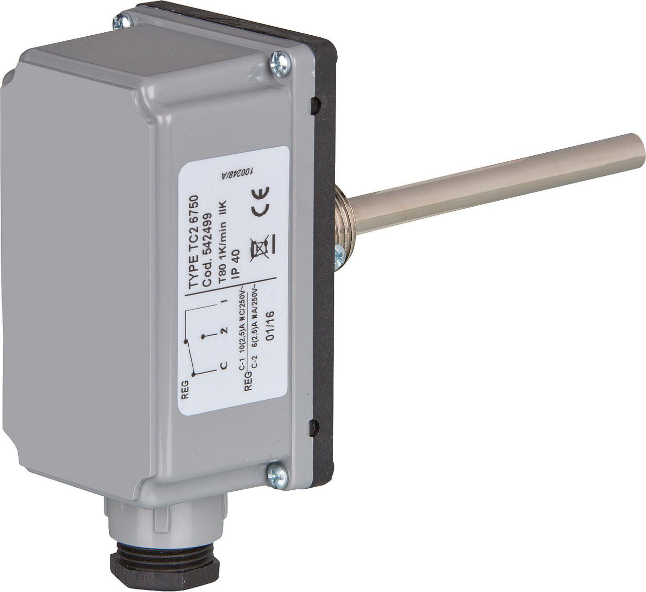 Tauchthermostat Imit Typ TC2, 0-90°C, Innenskala DN15 (1/2"), Länge 150mm