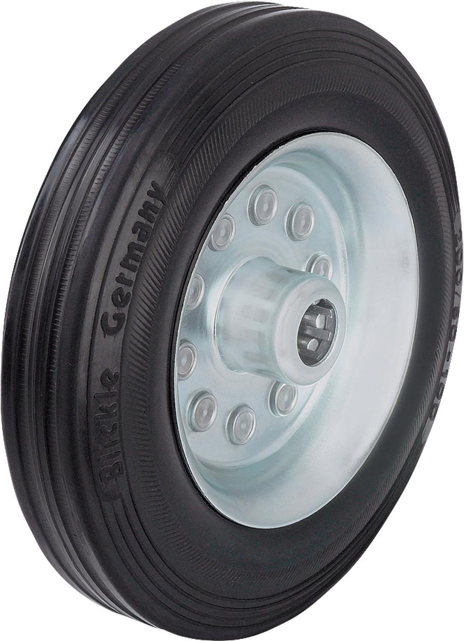 Vollgummireifen mit Stahlblech- Felge,VE 200/20R,Achsloch-Ø 20mm, Rad-Ø 200mm,Tragfähigkeit 205kg Vollgummireifen mit Stahlblech- Felge,VE 200/20R,Achsloch-Ø 20mm, Rad-Ø 200mm,Tragfähigkeit 205kg