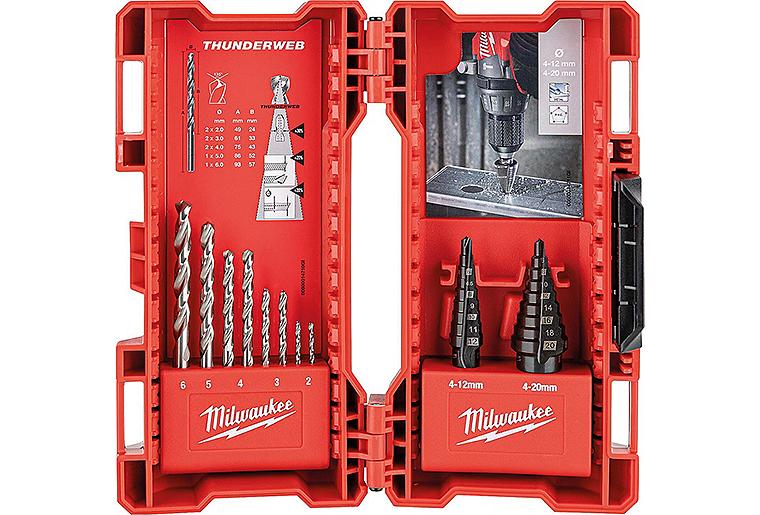Metall- und Stufenbohrer-Set Milwaukee 10-teilig inkl. Milwaukee Cap