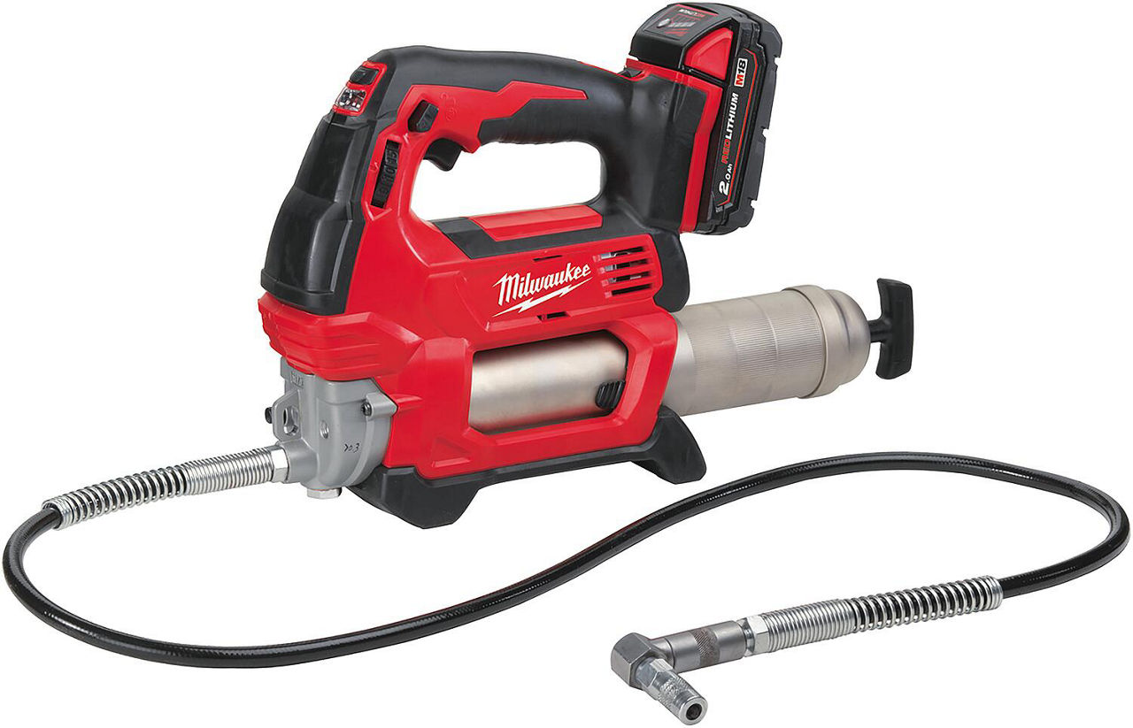 Akku-Fettpresse Milwaukee M18GG-201C, 18V mit 1x 2,0 Ah Akku und Ladegerät Akku-Fettpresse Milwaukee M18GG-201C, 18V mit 1x 2,0 Ah Akku und Ladegerät