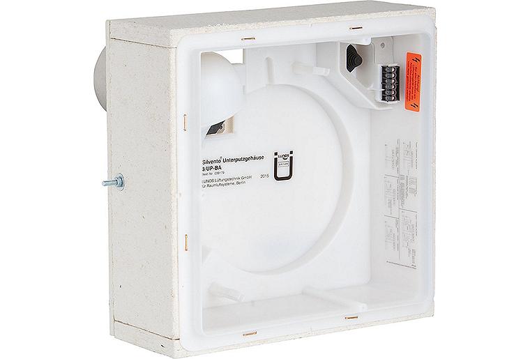 Unterputzgehäuse Lunos Silvento 3/UP-BA,Ablaufstutzen DN80,rück- seitig,m.Brandschutz