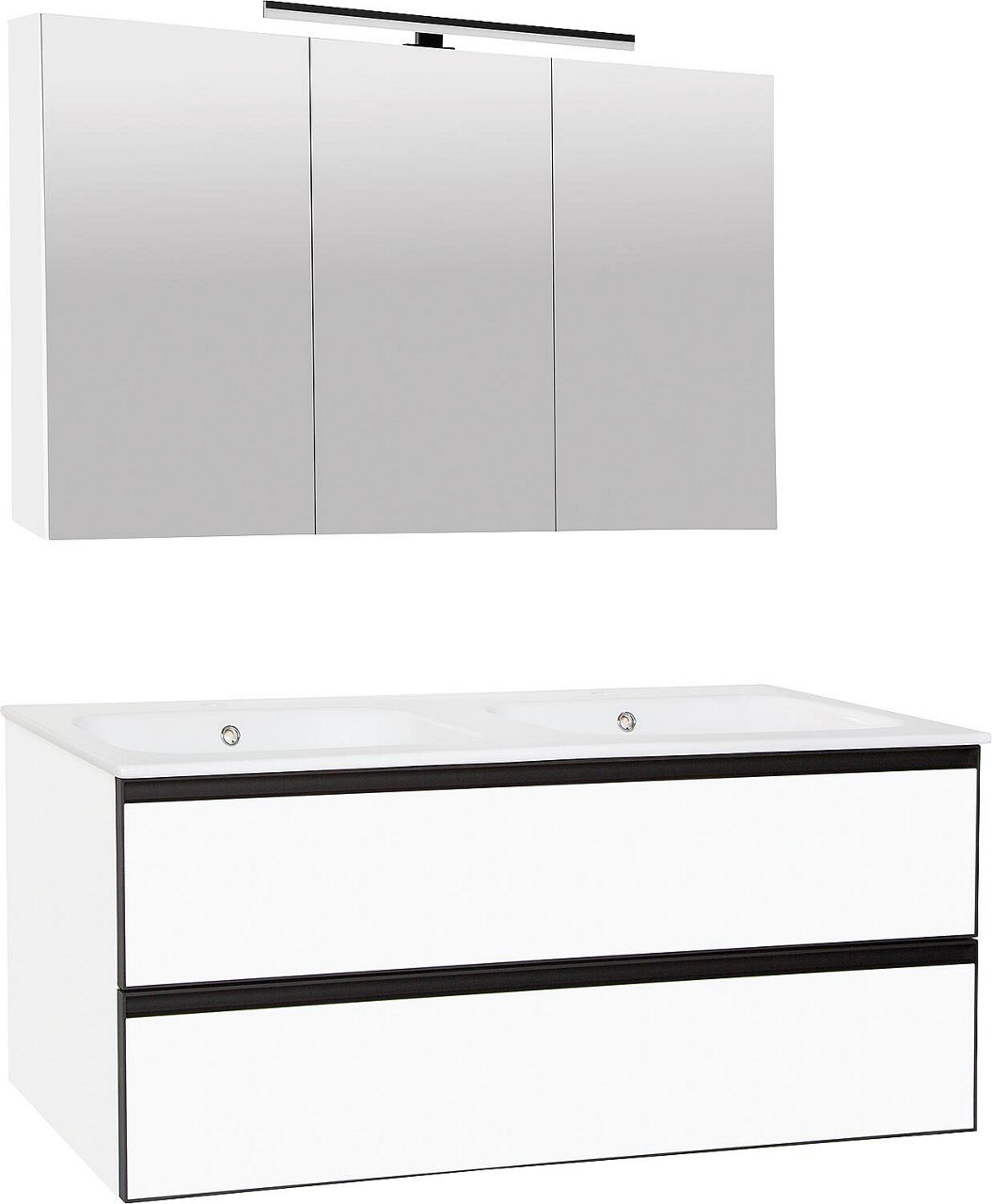 Badmöbel-Set Benaro m. Spiegelschrank, weiss matt, 2 Auszüge, Breite 1210mm