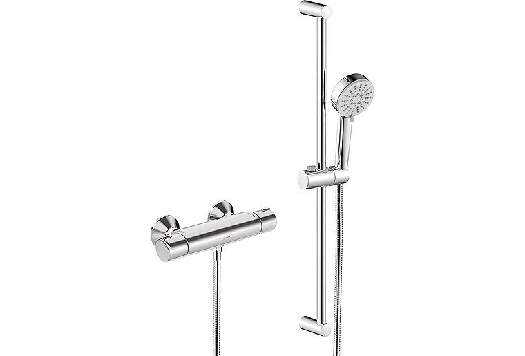Brausethermostat-Set Hansabasic, Brausestange 700mm, Handbrause u. Brauseschlauch