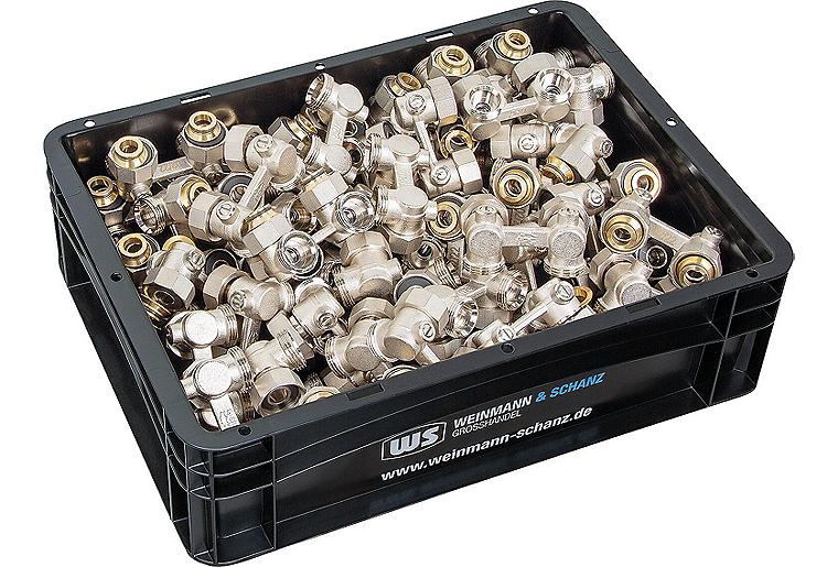 Vorteilspaket Zweirohr-Hahnblock Eck DN 20 (3/4") 50-teilig, +WS Box gratis!