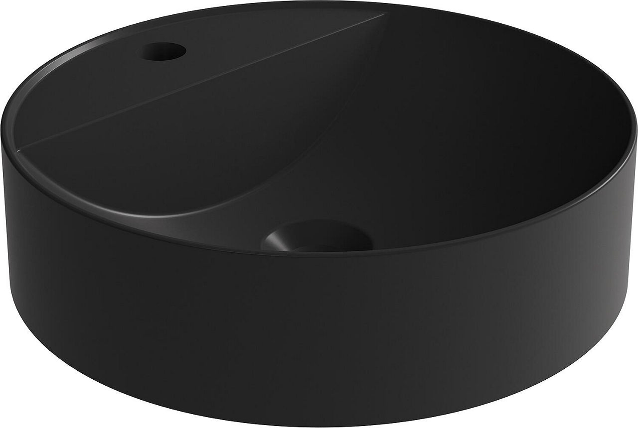 Aufsatz-Waschtisch Serido ØxH: 400x105 mm Mineralguss schwarz matt, ohne Überlauf
