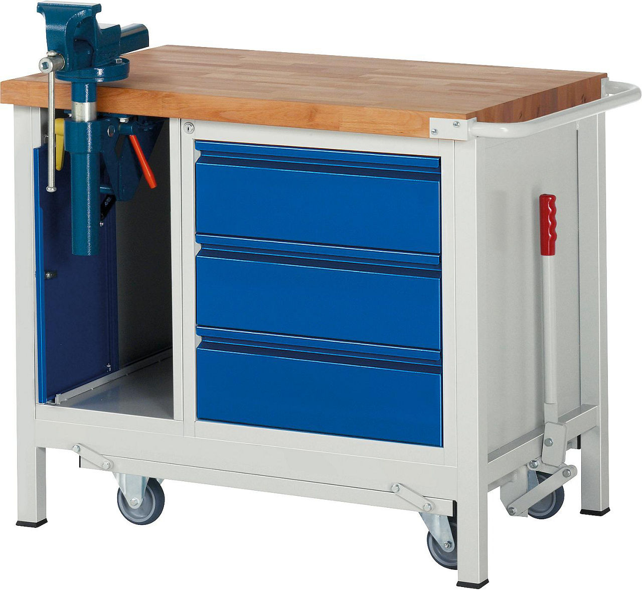 Werkbank mit absenkbarem Fahrgestell RAU 8183 Serie Basic-8 1000 x 880 x 700 mm