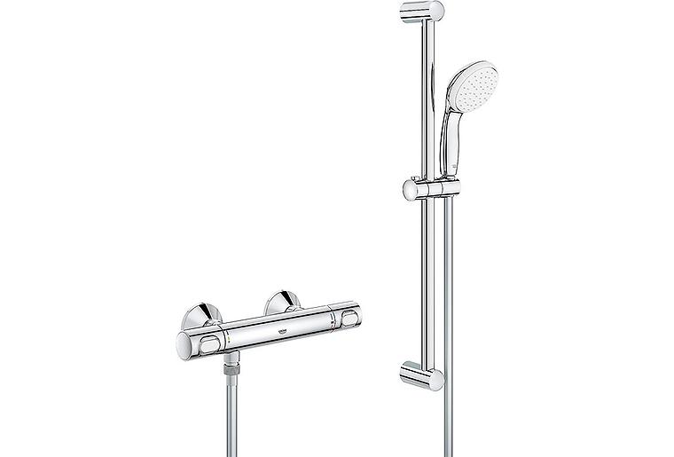 Brausethermostat-Set Grohe Grohtherm 500 Brausestange 900 mm, Handbrause Ø 100 mm und Brauseschlauch chrom Brausethermostat-Set Grohe Grohtherm 500 Brausestange 900 mm, Handbrause Ø 100 mm und Brauseschlauch chrom