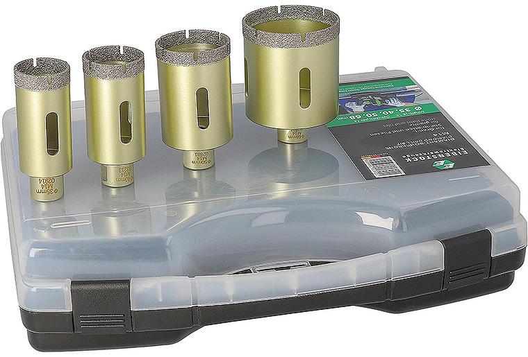 Fliesenbohrkronen-Set EIBENSTOCK 4-teilig, Ø 35,40,50,68mm Länge 35mm für Fliesen-Bohrgerät 80 096 70 Fliesenbohrkronen-Set EIBENSTOCK 4-teilig, Ø 35,40,50,68mm Länge 35mm für Fliesen-Bohrgerät 80 096 70
