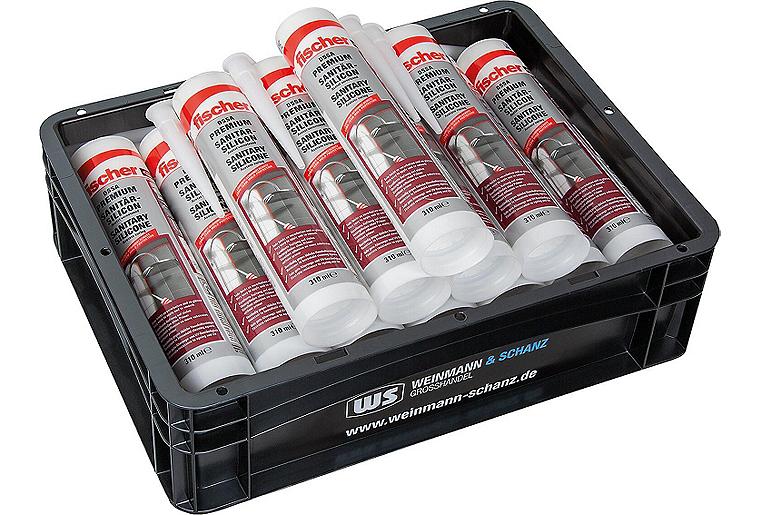 Vorteilspaket WS + Fischer, Sanitärsilikon weiß 310 ml / 12 Stück + gratis WS BOX Vorteilspaket WS + Fischer, Sanitärsilikon weiß 310 ml / 12 Stück + gratis WS BOX