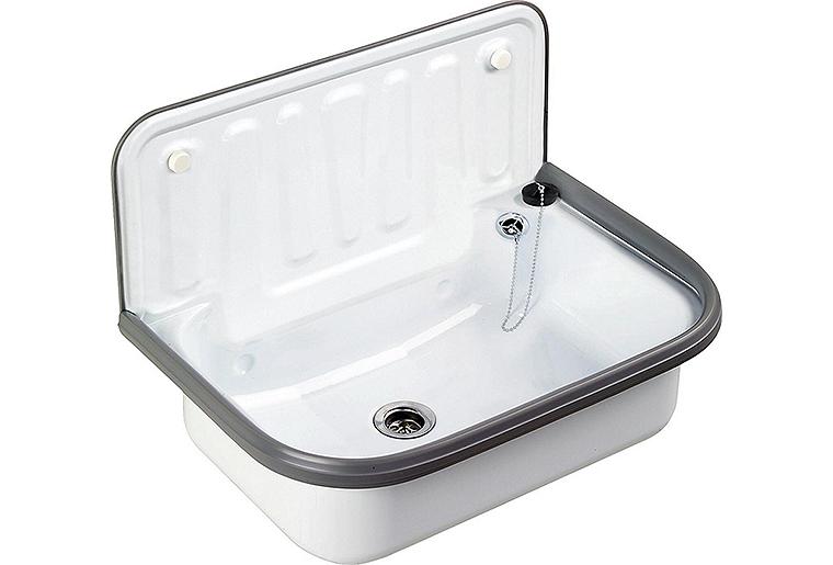 Stahlausgussbecken,weiss, BxHxT 495x370x297, mit Überlauf Stahlausgussbecken,weiss, BxHxT 495x370x297, mit Überlauf