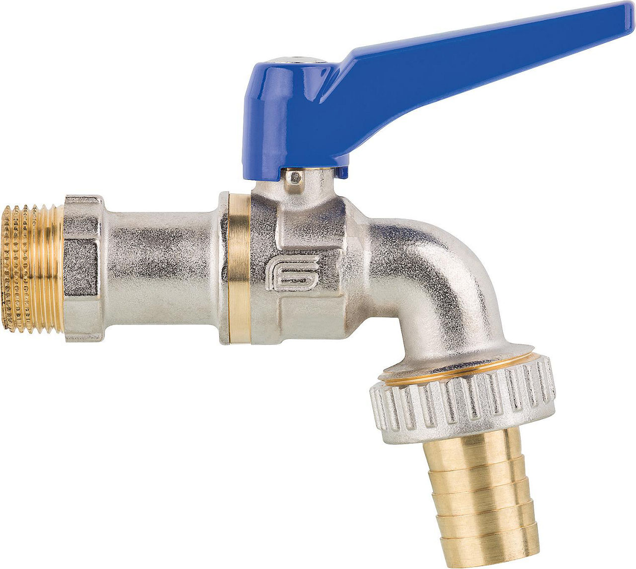 Auslaufkugelhahn Viva mit Schlauchanschluss mit Hebel aus Alu, PN40, DN20 3/4" Auslaufkugelhahn Viva mit Schlauchanschluss mit Hebel aus Alu, PN40, DN20 3/4"