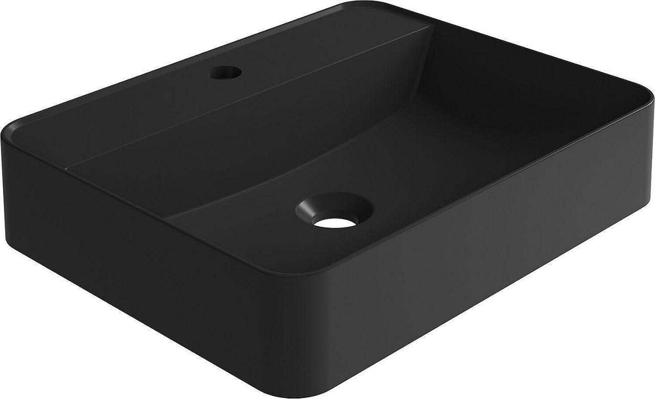 Aufsatz-Waschtisch Serido BxHxT: 500x105x400 mm Mineralguss schwarz matt, ohne Überlauf