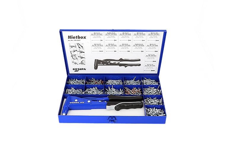 Nietbox Maße: 340 x 205 x 40 mm, 943-teilig